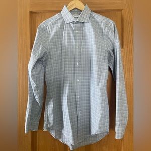 CALVIN KLEIN slim fit performance non iron dress shirt blue 15 1/2 32/33 EUC